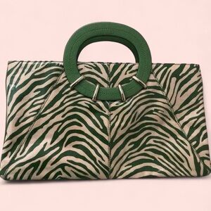 y2k 2000’s vintage Kate Spade satchel purse handbag green zebra animal print